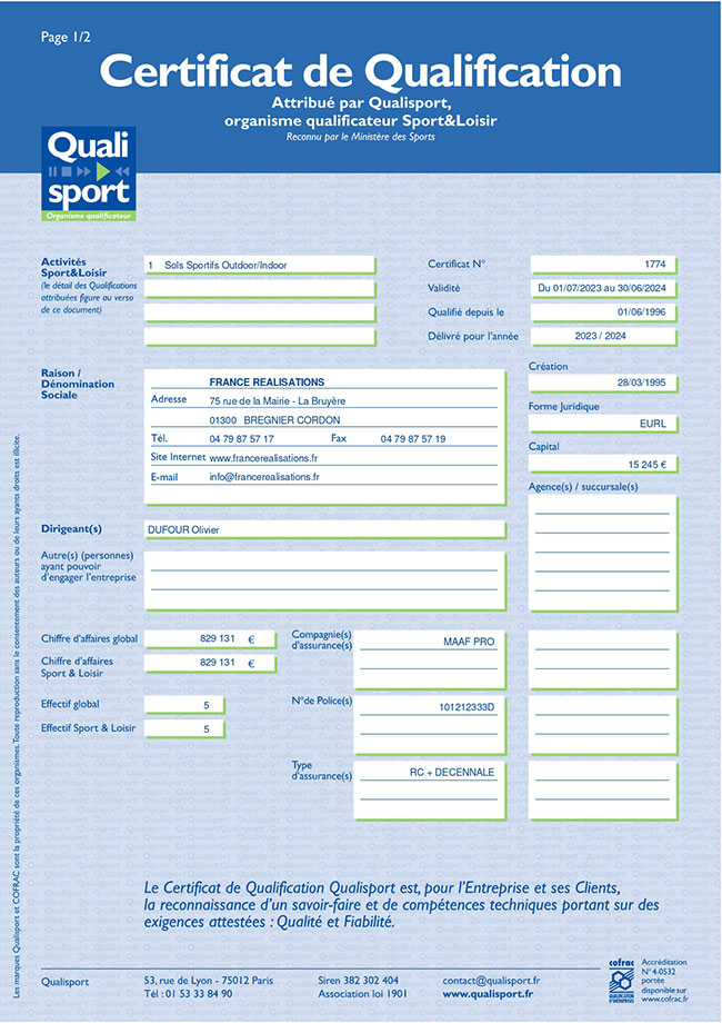 Certification qualisport